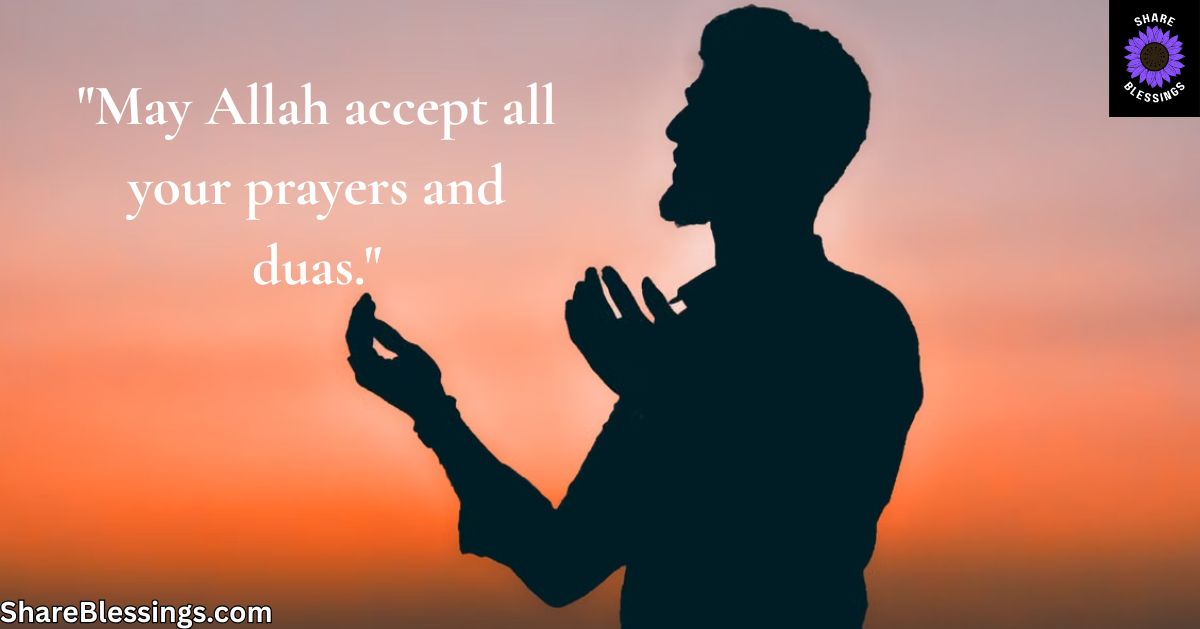 Silhouette of a man with hands raised in dua at sunset