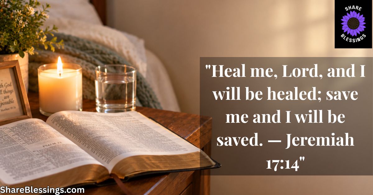 Open Bible beside a lit candle on a bedside table