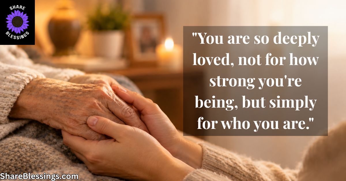 Two hands clasped together gently, symbolizing comfort and care