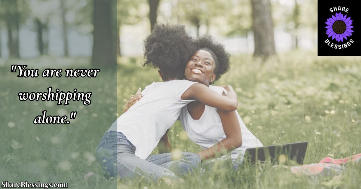 African American Sunday Blessings for Church and Fellowship — two women hugging outdoors