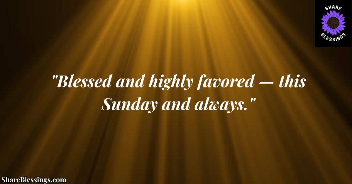 Blessed and Highly Favored — golden light rays on dark background