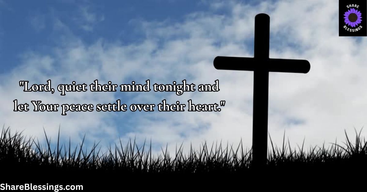 Faith and Prayer Before Sleep — cross silhouette against sky with grass