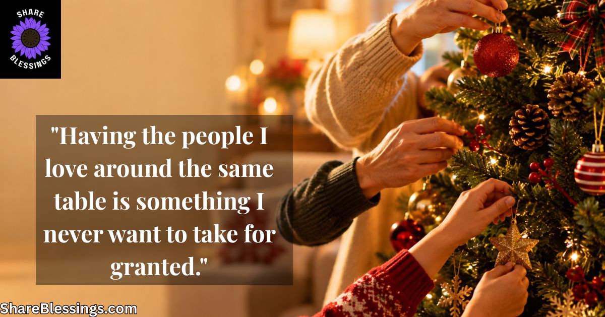 Family hands decorating a Christmas tree together with ornaments