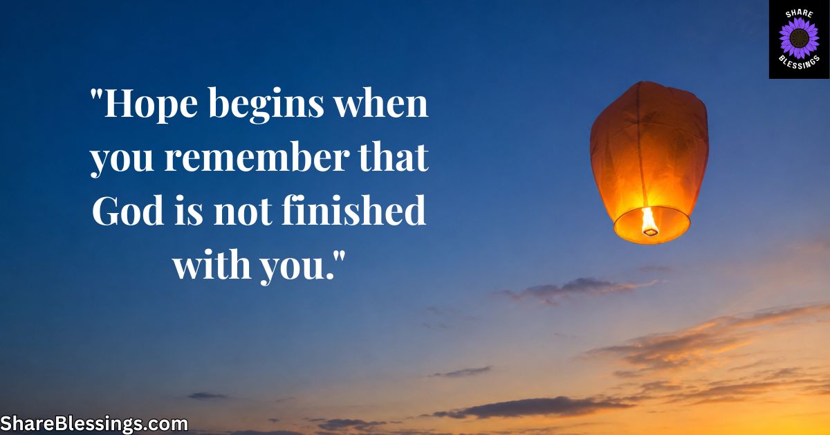 Glowing sky lantern rising into a blue twilight sky with a warm golden horizon