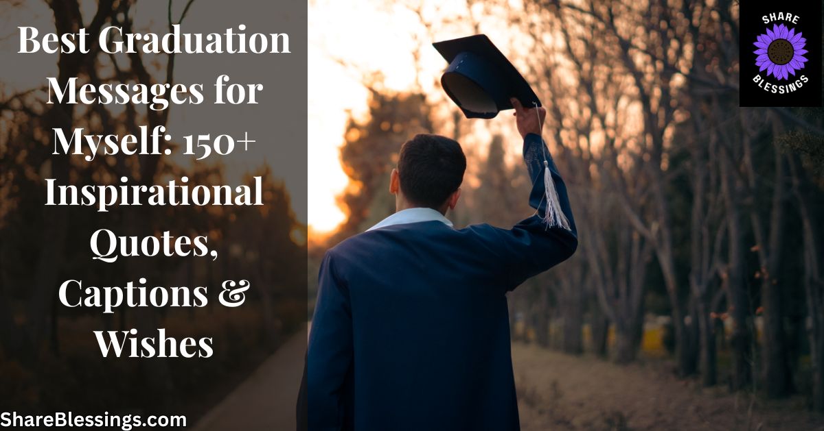 Graduate raising cap on a sunlit tree-lined path