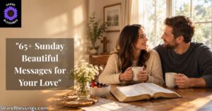 Couple enjoying coffee together at a sunlit table with an open Bible, illustrating Sunday beautiful messages for your love