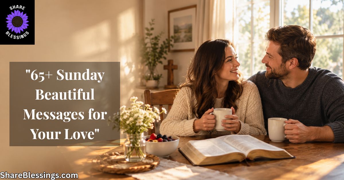 Couple enjoying coffee together at a sunlit table with an open Bible, illustrating Sunday beautiful messages for your love