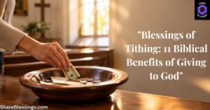 Hand placing a cash offering into a wooden collection plate inside a church